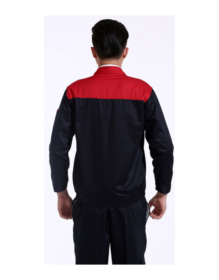 長袖工裝制服廠服 工作服 套裝 男 工程勞保 春秋工裝 紅肩 185