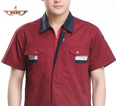 夏季滌卡工廠(chǎng)短袖洗車(chē)工作服上裝 上衣半袖裝修汽修勞保服裝批發(fā)